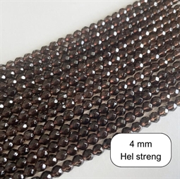 4 mm Røgkvarts facet - Hel streng